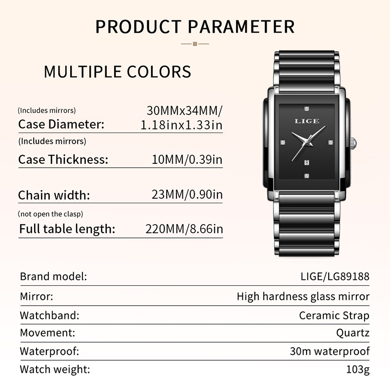 LIGE New Luxury Women Watches  - Luxury Watch Travel Case recension och pris