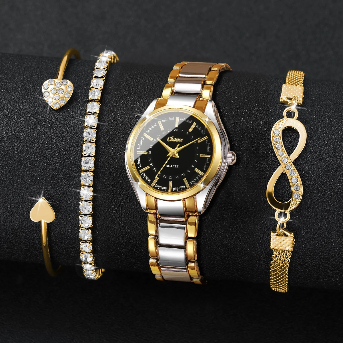 4PCS Elegant Women Watches Bra - Luxury Watch Travel Case recension och pris