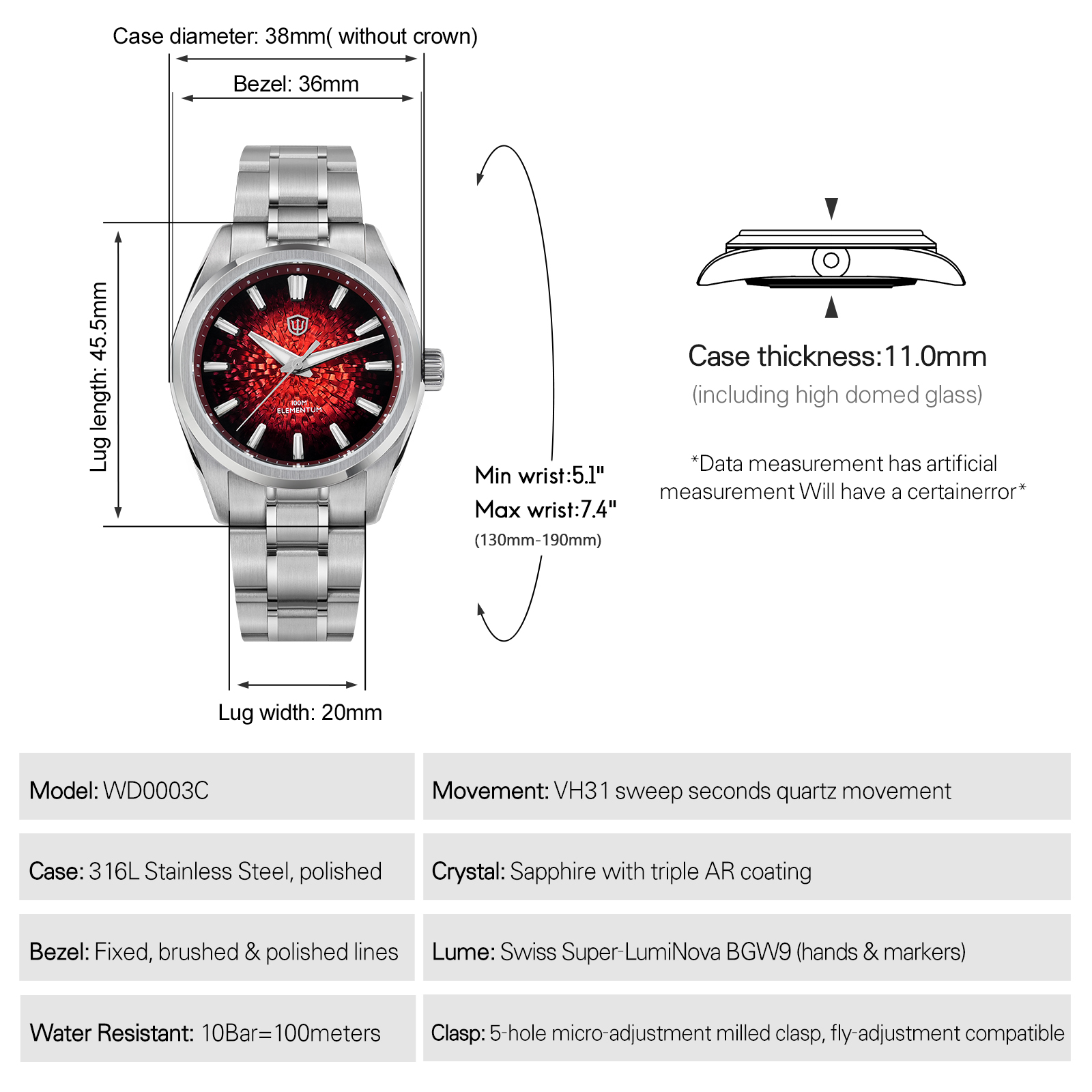 Watchdives New WD0003C Quartz  - Luxury Watch Second Hand recension och pris