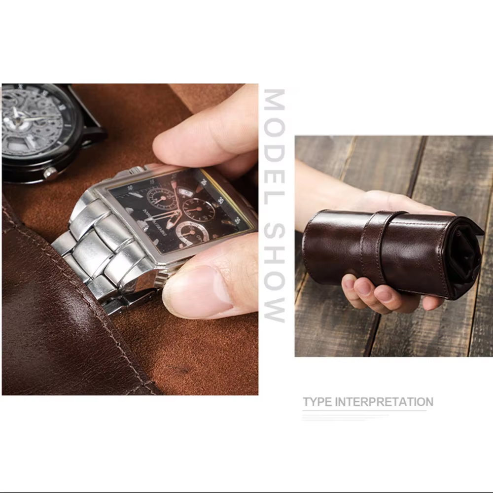100% Genuine Cowhide Leather W - Luxury Watch Travel Case recension och pris